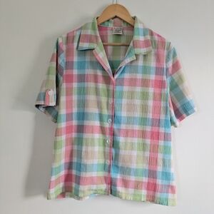 Vintage Pastel Plaid Blouse